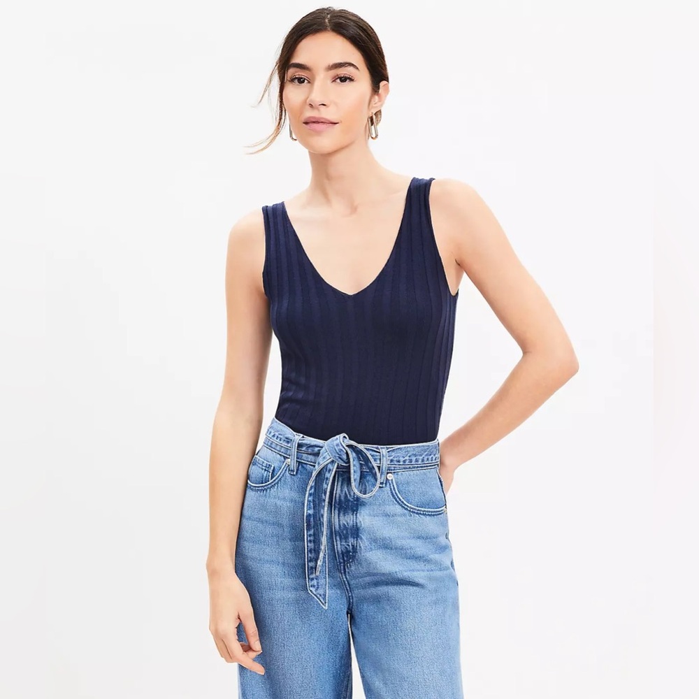 LOFT - Ribbed V-Neck Sweater Tank Top